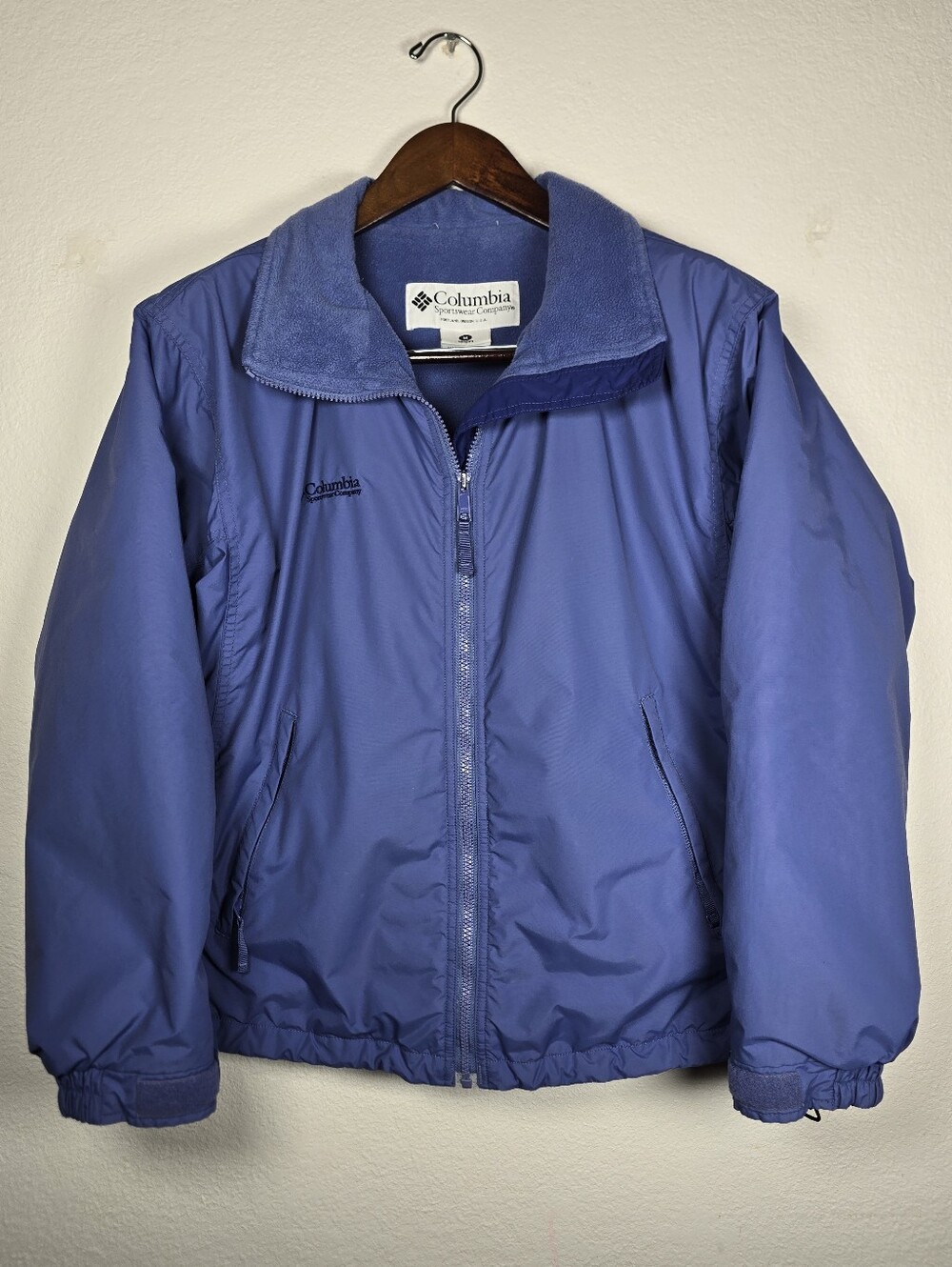 Vintage Columbia Fleece Lined Blue Windbreaker Jacket